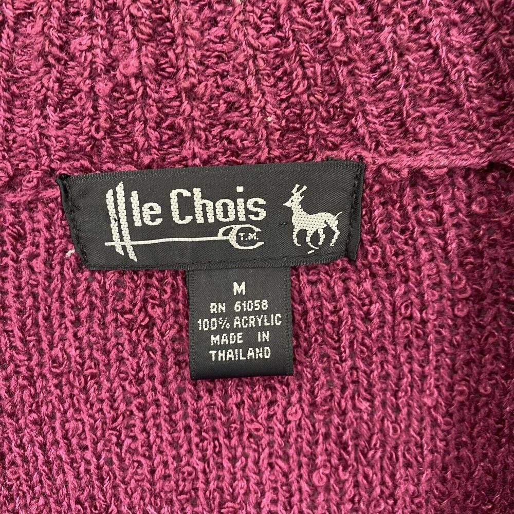 Vintage Le Chois Knit‎ Open Front Cardigan Sweater Boucle Pink Size M - Picture 9 of 11